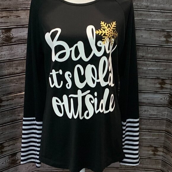 Fee ET RIT "Baby it's Cold Outside" Holiday Christmas Top NWT - Picture 4 of 5